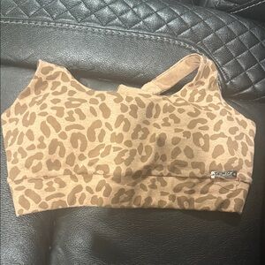 Bombshell Sportswear Tan Leopard Sports Bra
